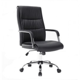 Sillón Ejecutivo Magnus en vinipiel Color Negro con Base Cromada