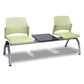 Banca Rewind 3 Plazas con Mesa en Polipropileno Gris, Estructura Gris/Negro