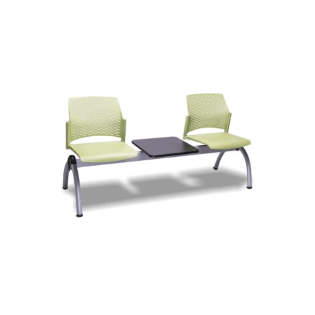 Banca Rewind 3 Plazas con Mesa en Polipropileno Gris, Estructura Gris/Negro