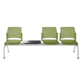 Banca Rewind 3 Plazas con Mesa en Polipropileno Verde, Estructura Gris/Negro