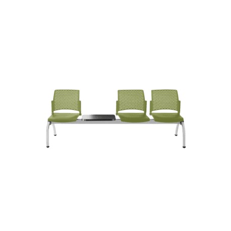 Banca Rewind 3 Plazas con Mesa en Polipropileno Verde, Estructura Gris/Negro