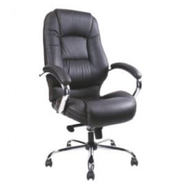 Silla Ejecutiva BM-9100 Asiento y Respaldo en Vinipiel Negro, Estructura Cromada