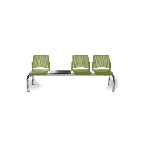 Banca Rewind 4 Plazas con Mesa en Polipropileno, Estructura Cromo