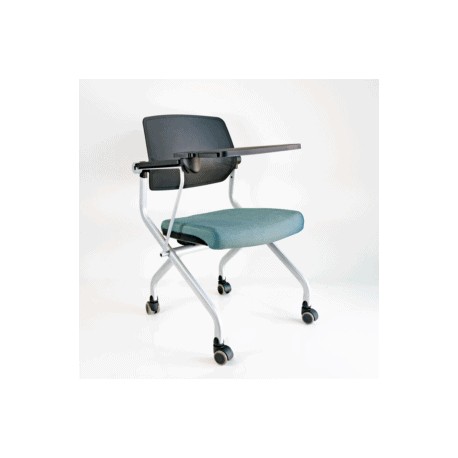 Mesabanco Training Respaldo en Polipropileno y Asiento en Tela Abatible, con Rodajas, Estructura Blanca