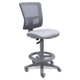 Silla Cajero Quadra Asiento en Tela y Respaldo en Mesh Gris s/b con Aro de Nylon, Estructura Gris