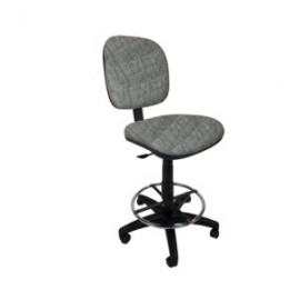 Silla Cajero Regia 1007, con Aro Cromado y Rodajas, en Tela Addison Silver