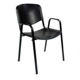 Silla de Visita con Brazos Genova plastico Negro