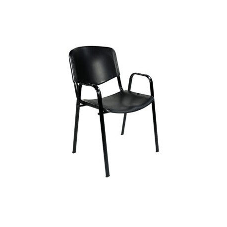 Silla de Visita con Brazos Genova plastico Negro