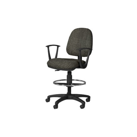 Silla Cajero Regia, con Brazos, en Tela, y Aro Cromado Addison Gris