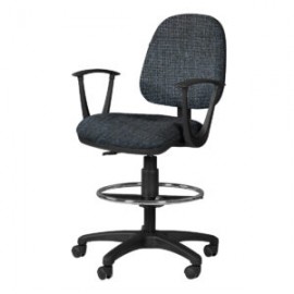 Silla Cajero Regia, con Brazos, en Tela, y Aro Cromado Addison Plumbago