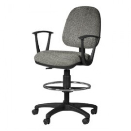 Silla Cajero Regia, con Brazos, en Tela, y Aro Cromado Addison Silver