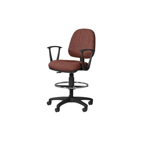 Silla Cajero Regia, con Brazos, en Tela, y Aro Cromado Stanley Ciruela