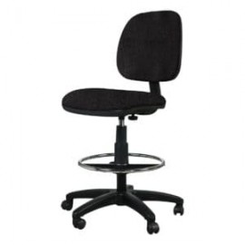 Silla Cajero Tiempo sin Brazos Aro Cromado 3507 Tela Adison Color Plomo