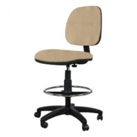 Silla Cajero Tiempo sin Brazos Aro Cromado 3507 Tela Adison Color Camello