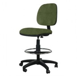 Silla Cajero Tiempo sin Brazos Aro Cromado 3507 Tela Adison Color Verde Hoja