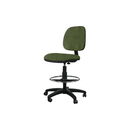 Silla Cajero Tiempo sin Brazos Aro Cromado 3507 Tela Adison Color Verde Hoja