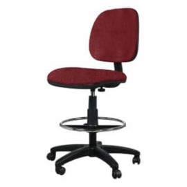 Silla Cajero Tiempo sin Brazos Aro Cromado 3507 Tela Adison Color Rojo