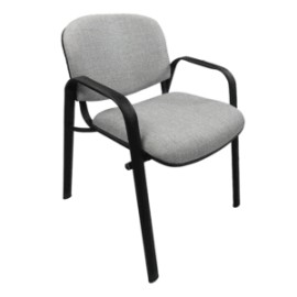 Silla de Visita Allegro con Brazos en Tela Addison Color Gris ClAro