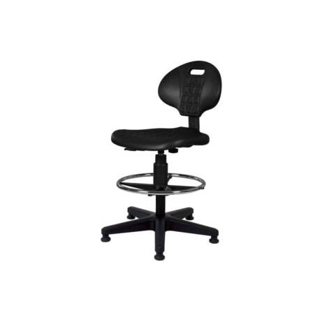 Silla Cajero Industrial Polurietano Negro con Aro Cromado y Regatones
