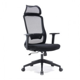 Silla Ejecutiva H7 Mesh y Tela Negra Estructura Negra