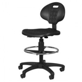 Silla Cajero Industrial Polurietano Negro con Aro Cromado