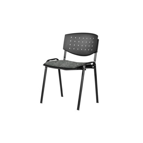 Silla de Visita apilable Brecia sin Brazos, asiento en Tela Addison Gris y respaldo en poliuretano perforado