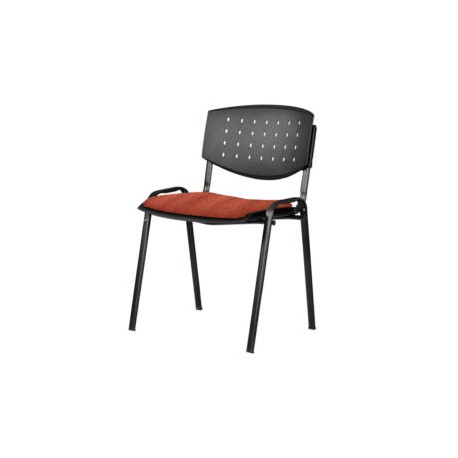 Silla de Visita apilable Brecia sin Brazos, asiento en Tela Addison Orange y respaldo en poliuretano perforado
