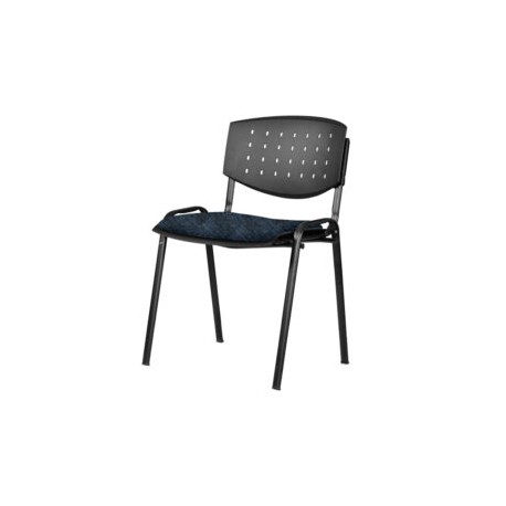 Silla de Visita apilable Brecia sin Brazos, asiento en Tela Addison Plumbago y respaldo en poliuretano perforado