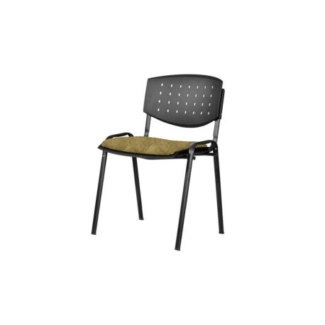 Silla de Visita apilable Brecia sin Brazos, asiento en Tela Addison Mango y respaldo en poliuretano perforado