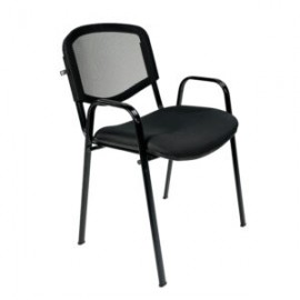 Silla de Visita con Brazos Genova Mesh Negro