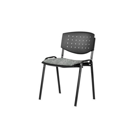 Silla de Visita apilable Brecia sin Brazos, asiento en Tela Addison Silver y respaldo en poliuretano perforado