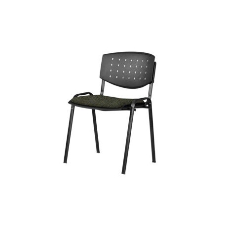 Silla de Visita apilable Brecia sin Brazos, asiento en Tela Stanley Verde y respaldo en poliuretano perforado