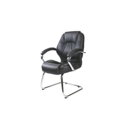 Silla de Visita BM-9105 Asiento y Respaldo en Vinipiel Negro, Estructura Cromada