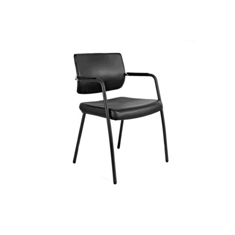 Silla de Visita Cool 4 Puntos Respaldo en Polipropileno y Asiento en Piel, Estructura Negra