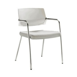 Silla de Visita Cool 4 Puntos Respaldo en Polipropileno y Asiento en Tela, Estructura Cromada