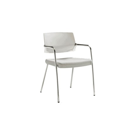Silla de Visita Cool 4 Puntos Respaldo en Polipropileno y Asiento en Tela, Estructura Cromada
