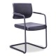Silla de Visita Cool Respaldo en Polipropileno y Asiento en Piel, Estructura Negra