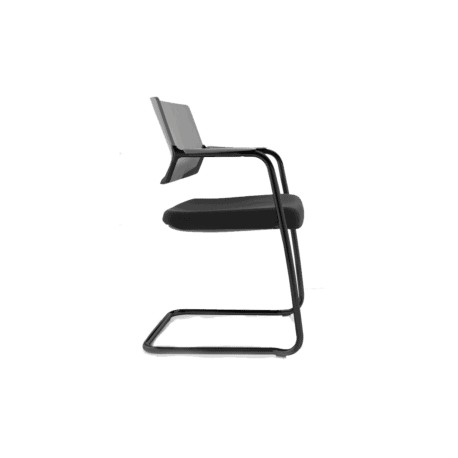 Silla de Visita Cool Respaldo en Polipropileno y Asiento en Tela, Estructura Negra