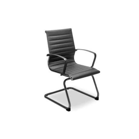 Silla de Visita Retro en Vinipiel Negro, Estructura Negro