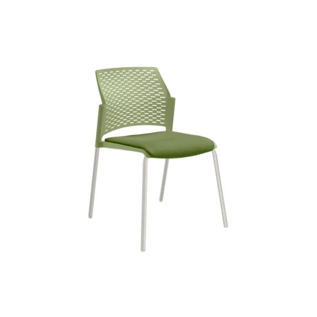 Silla de Visita Rewind Respaldo en Polipropileno y Asiento en Tela c/b, Estructura Cromada