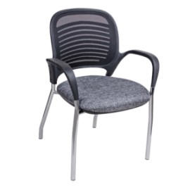 Silla de Visita Klave 115 Respaldo en Mesh, Asiento en Tela Gris