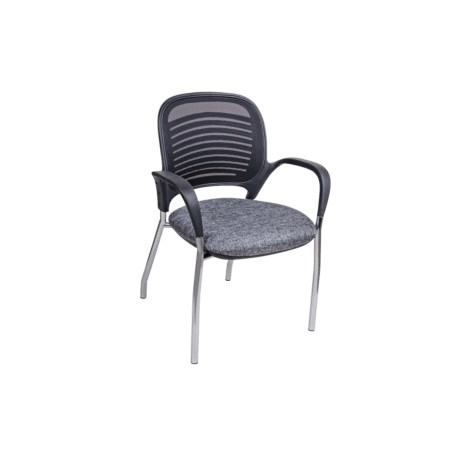 Silla de Visita Klave 115 Respaldo en Mesh, Asiento en Tela Gris