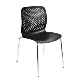 Silla de Visita Klave 155NE en Plástico Negro, Estructura Cromada