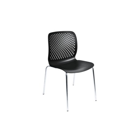 Silla de Visita Klave 155NE en Plástico Negro, Estructura Cromada