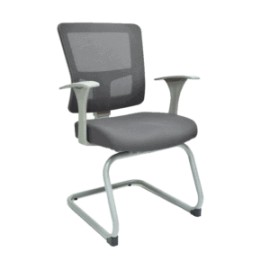Silla de Visita Quadra Mesh y Tela Gris Estructura Gris
