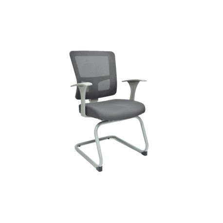 Silla de Visita Quadra Mesh y Tela Gris Estructura Gris