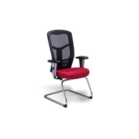 Silla de Visita RE-1965 Asiento en Tela Rojo y Respaldo en Mesh Negro