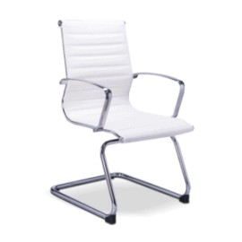 Silla de Visita Retro en Vinipiel Blanco, Estructura Cromo