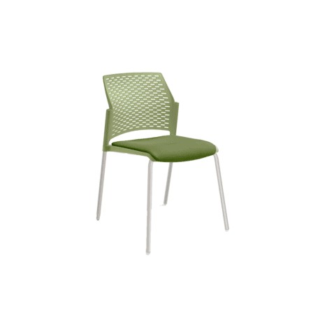 Silla de Visita Rewind Respaldo en Polipropileno y Asiento en Tela Verde, Estructura Gris
