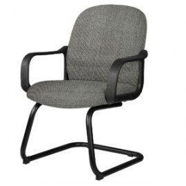 Silla de Visita Tamayo con Brazos, base de trineo, en Tela Addison Silver